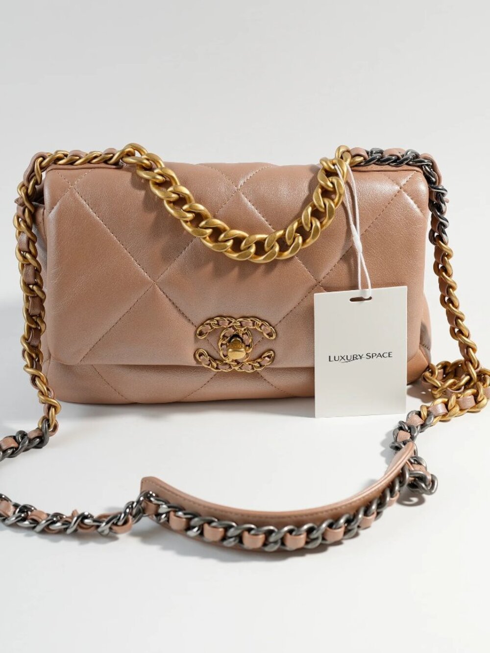 Chanel 19 Flap Bag Quilted Leather Medium - Beige